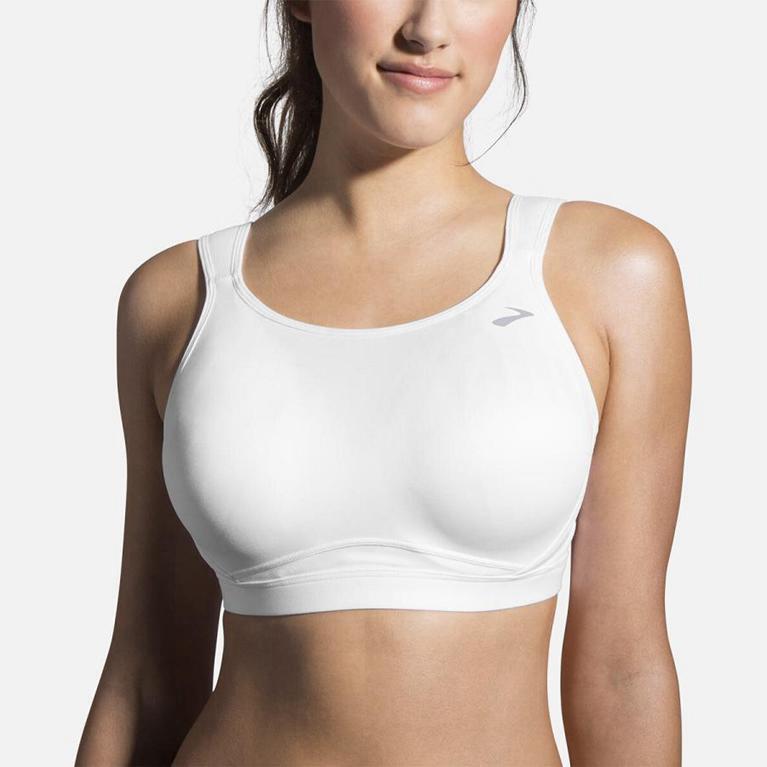 Brooks Maia Sports Running Bra - Women's - White (07154-PORH)